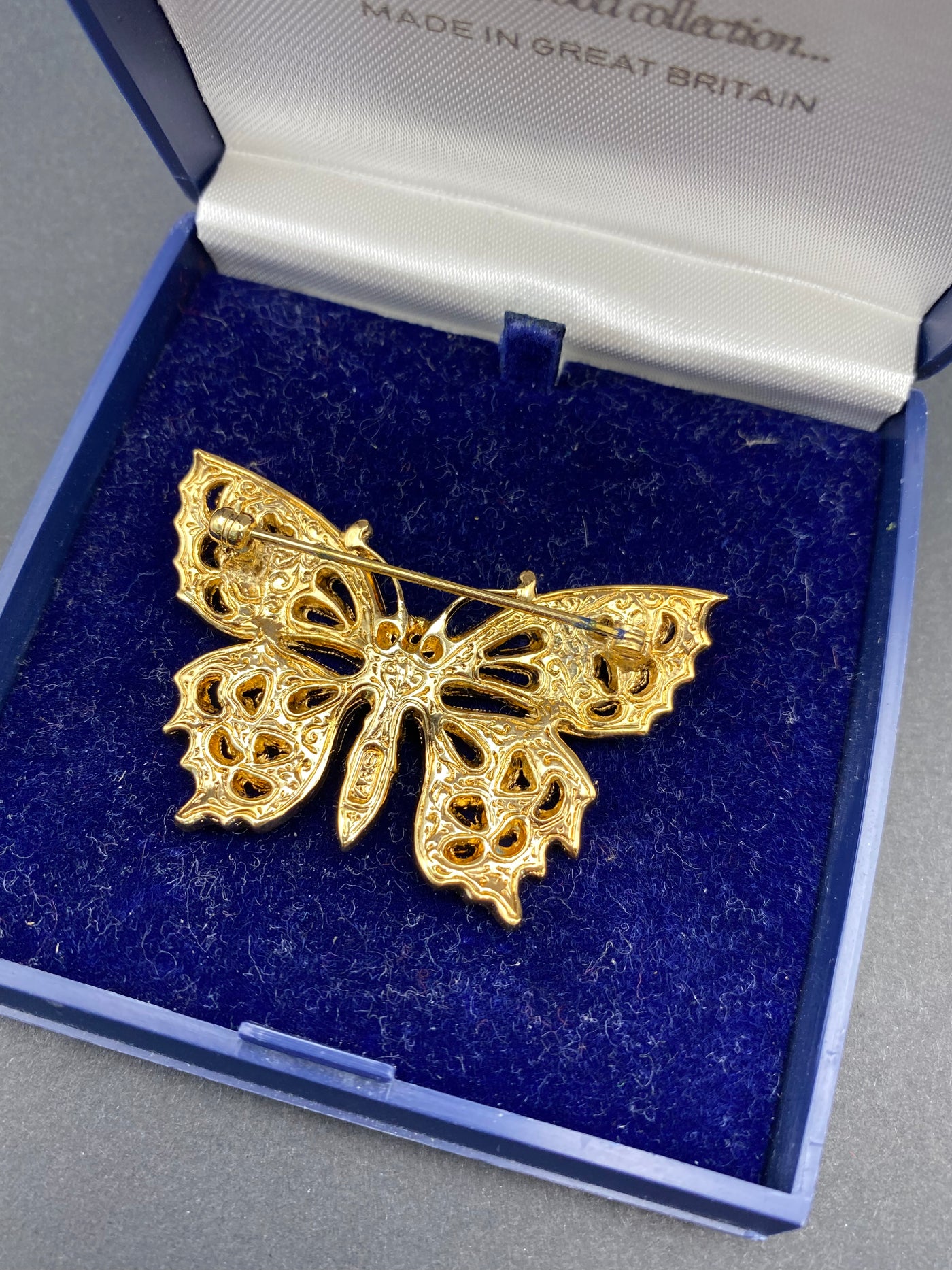 Signed Attwood and Sawyer Diamanté Butterfly Brooch