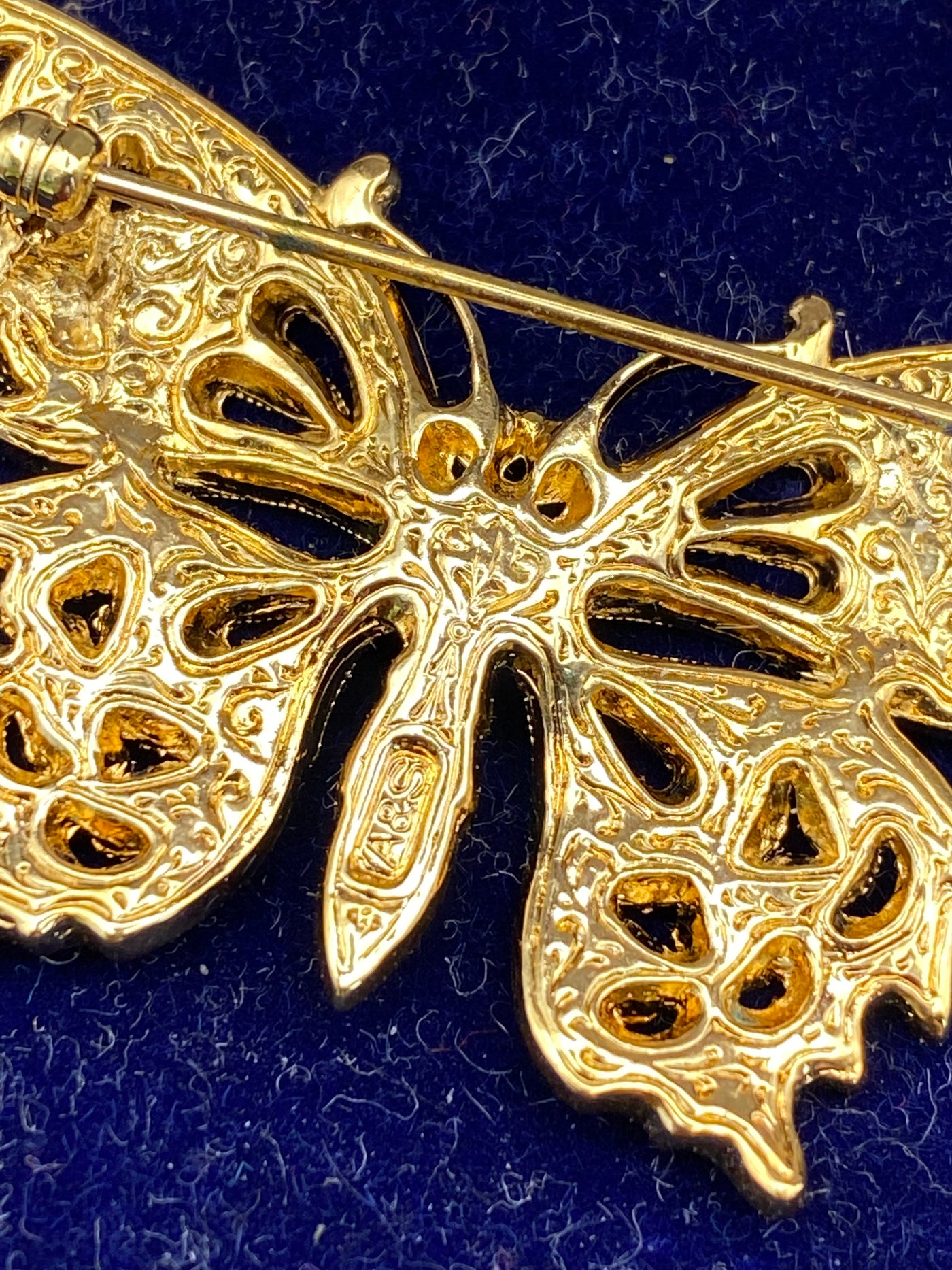 Signed Attwood and Sawyer Diamanté Butterfly Brooch